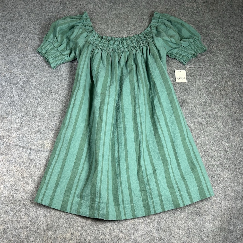 Free People Free-est Dress Womens Medium Mini Striped Green Cotton
